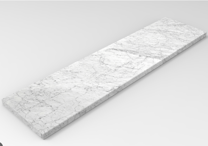 Davanzale interno in marmo Bianco Carrara con bordo mezzo toro
