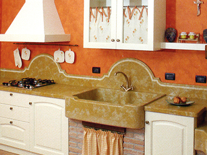 cucina stile rustico country piano in marmo padova